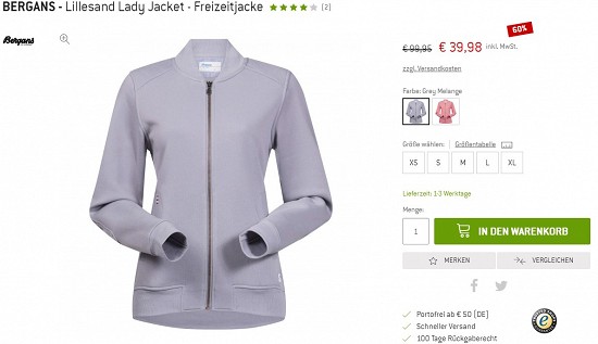 Bergans - Lillesand Lady Jacket - Freizeitjacke 39,98€ - 60% gespart