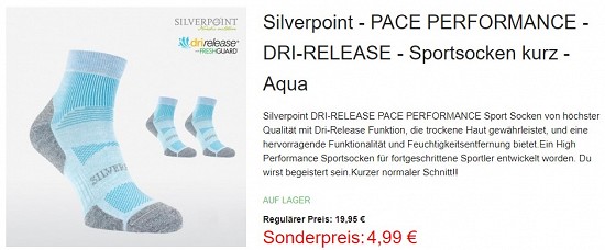 Silverpoint Sportsocken kurz 4,99€ - 74% reduziert