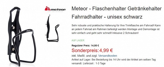 Meteor - Flaschenhalter Getränkehalter 4,99€ - 66% günstiger
