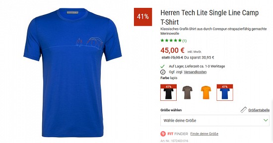 Bergzeit Hammerangebot - Icebreaker Merino-T-Shirts mindestens 40 % reduziert