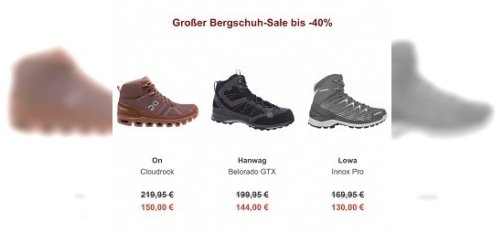 Großer Bergschuh-Sale mit bis -40% Rabatt bei Sport Schuster