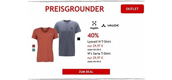 40% auf Vaude & Haglöfs T-Shirt