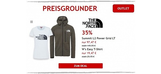 35% auf The North Face Fleecejacke & T-Shirt