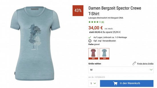 Icebreaker T-Shirts mit 43% Rabatt bei Bergzeit