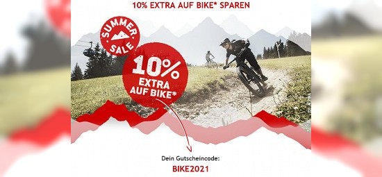 10% Extra-Rabatt auf alle Artikel aus der Kategorie Bike bei bergfreunde