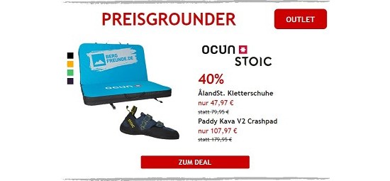 40% auf Ocun Crashpad & Stoic Kletterschuh