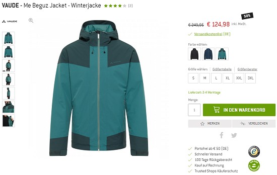 Black Outdoor Deals - VAUDE - Me Beguz Jacket - Winterjacke / Women's Aland Hooded Jacket - Fleecejacke 50% reduziert bei bergfreunde