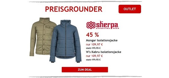 45 % auf Sherpa Isolationsjacken