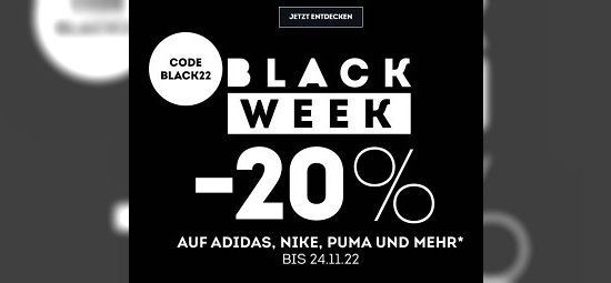 Black Week -20% on top auf Top Marken bei sportscheck