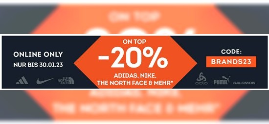 -20% Best of Adidas, Nike, The North Face & mehr bei sportscheck